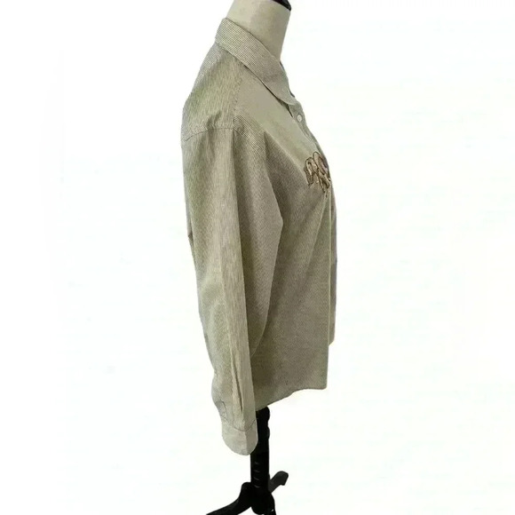 Las Olas Men’s Small Button Down Shirt Elephant Patches and Gold Accents - Picture 4 of 9